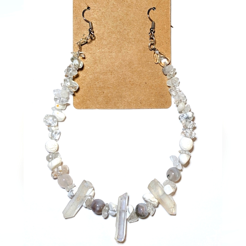 Handcrafted Quartz Unique Earrings Necklace